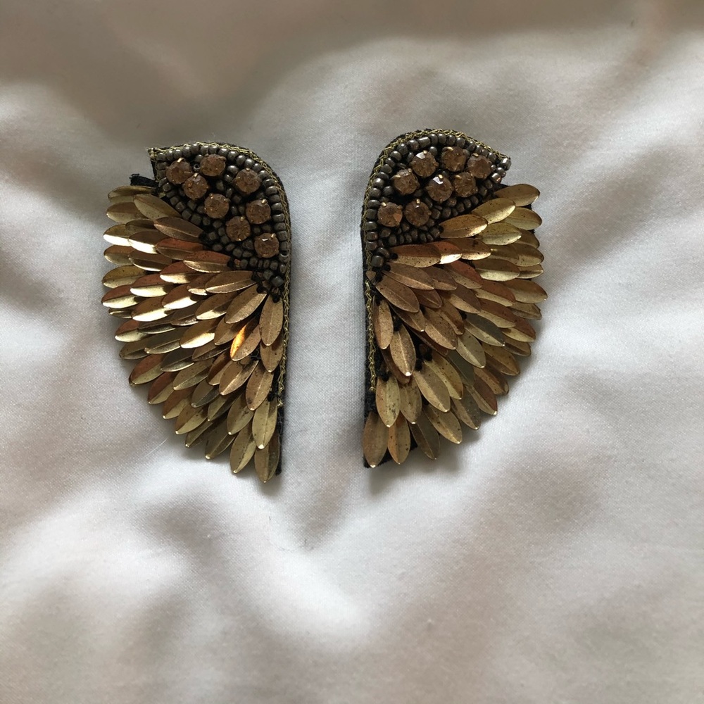 Black & Gold Wing Earrings